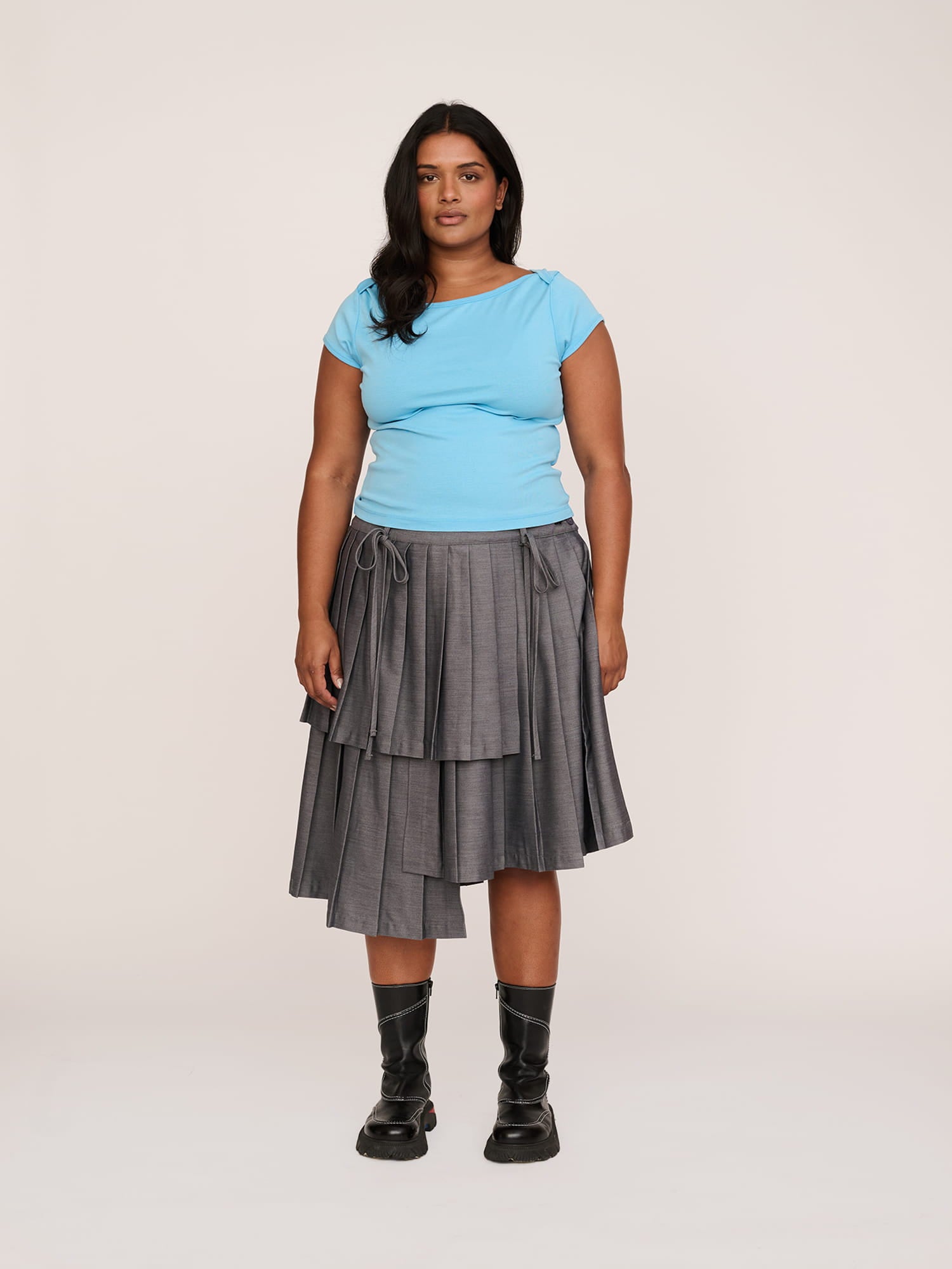 Asymmetric Pleated Midi Skirt – Lazy Oaf
