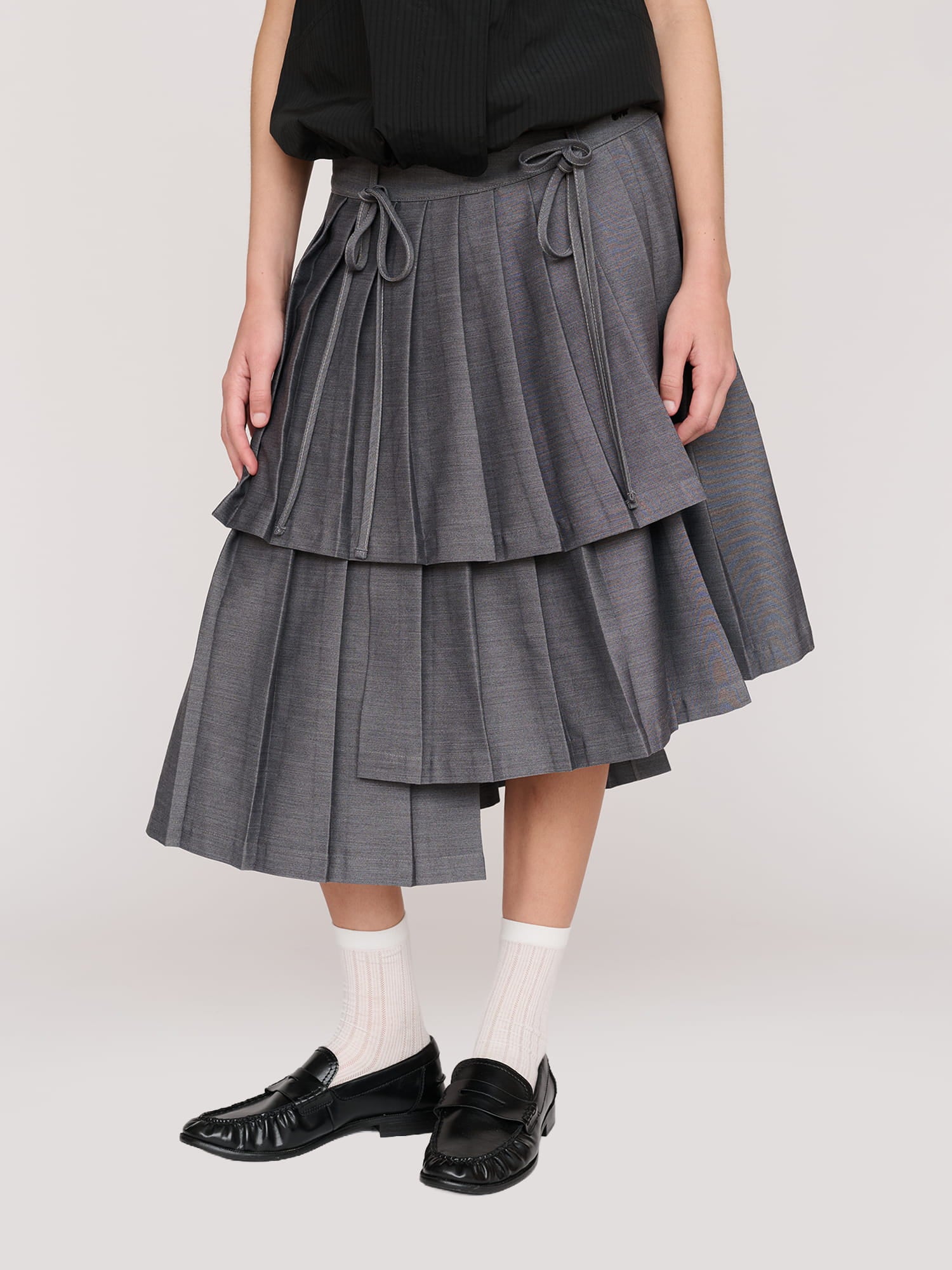 Asymmetric Pleated Midi Skirt – Lazy Oaf