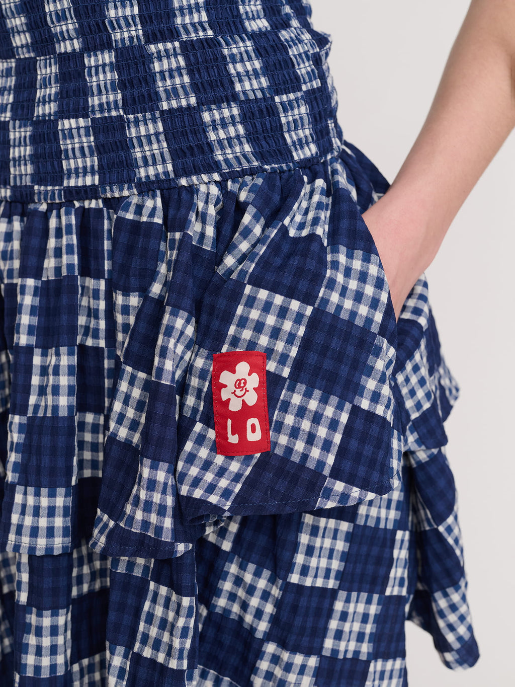 gingham shirred mini dress Lazy Oaf - Gingham Shirred Mini Dress - Size