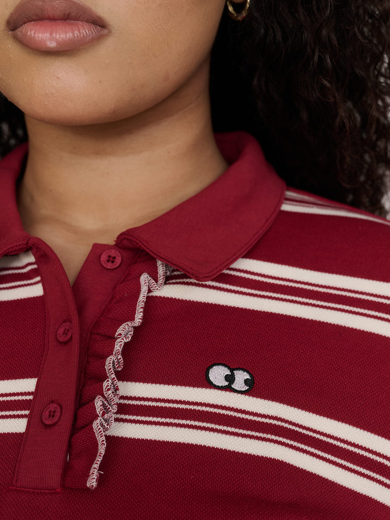 Stripe Rouched Rugby top – Lazy Oaf