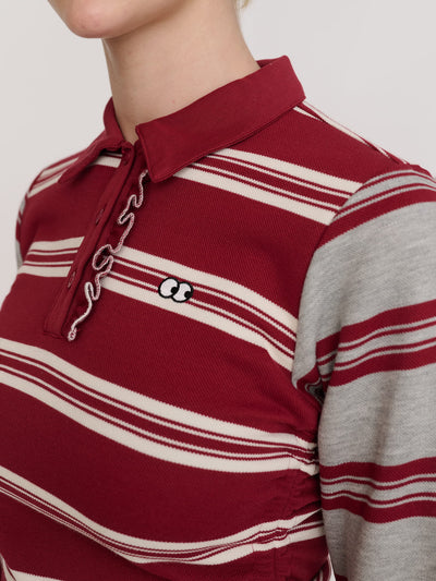 Stripe Rouched Rugby top