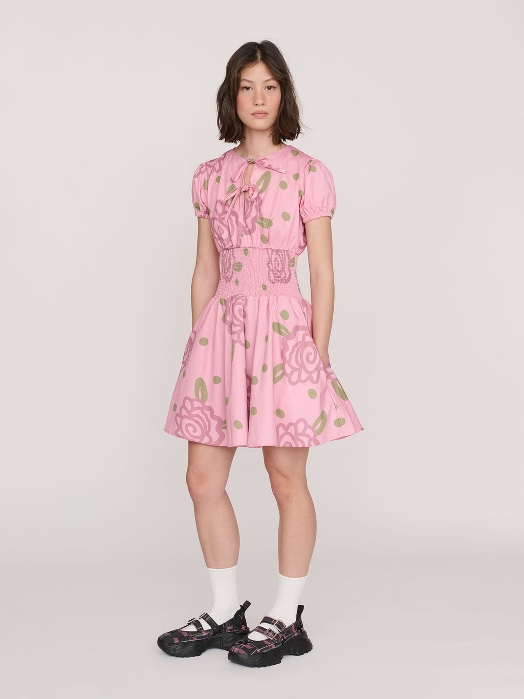 Shirred Floral Mini Dress  Lazy Oaf