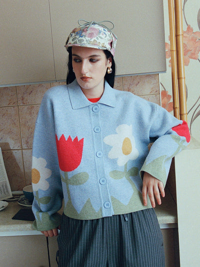 Blue Flower Garden Cardigan - Shipping From 15/09
