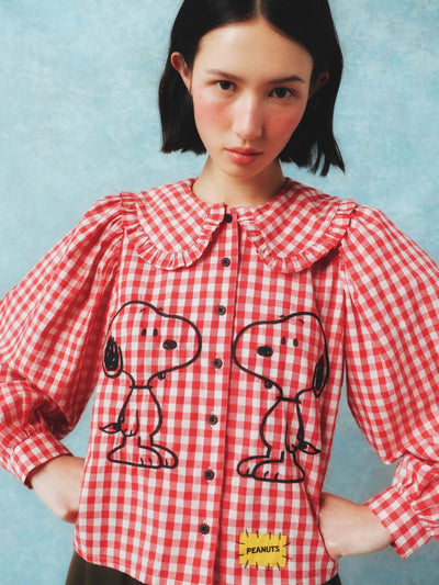 Lazy Oaf x Peanuts Snoopy Gingham Collared Shirt