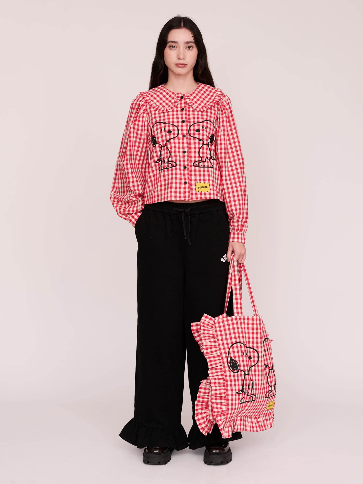 Lazy Oaf x Peanuts Snoopy Gingham Collared Shirt