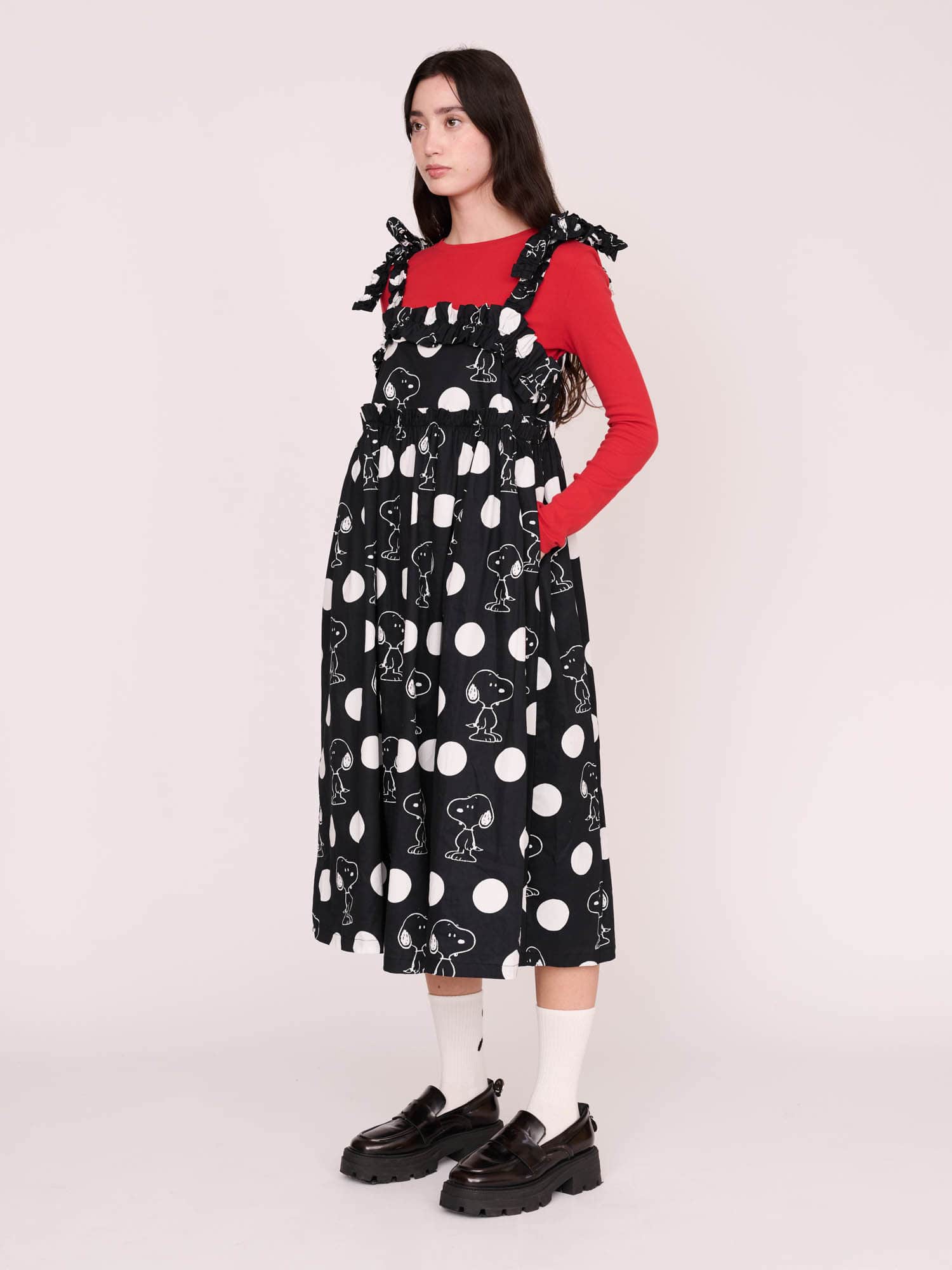 Lazy Oaf x Peanuts Snoopy Spot Frill Midi Dress