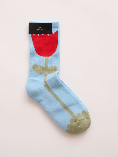 Blue Flower Garden Socks