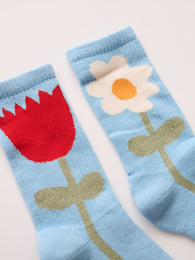 Blue Flower Garden Socks