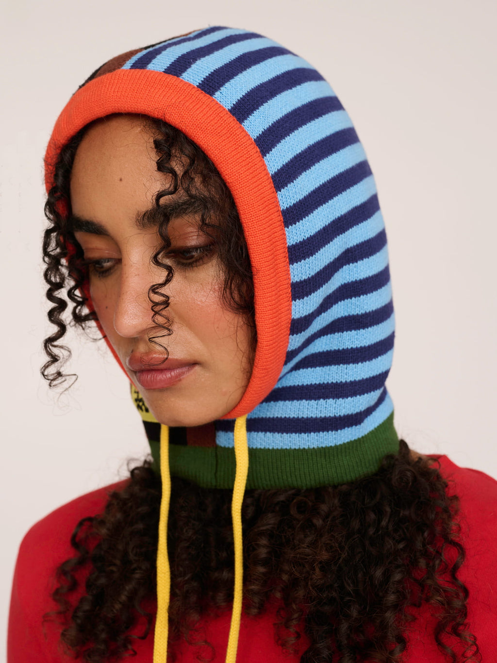 Check And Stripe Knit Hood