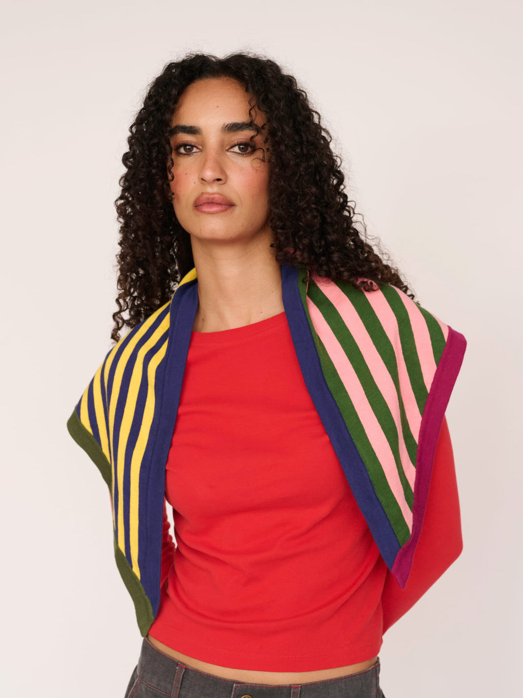 Mixed Stripe Triangle Scarf