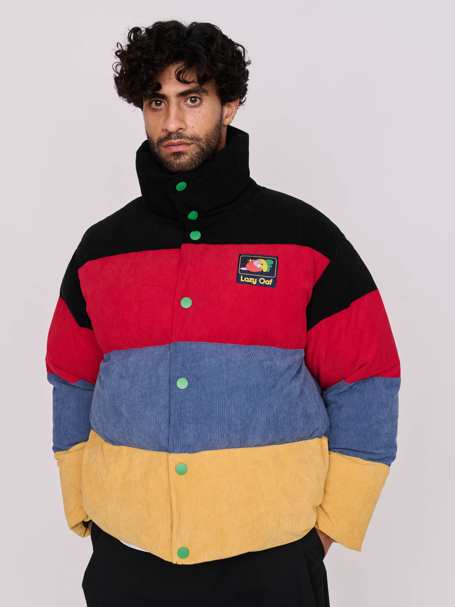 Colour Block Cord Puffer Jacket – Lazy Oaf