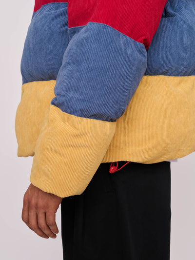 Colour Block Cord Puffer Jacket