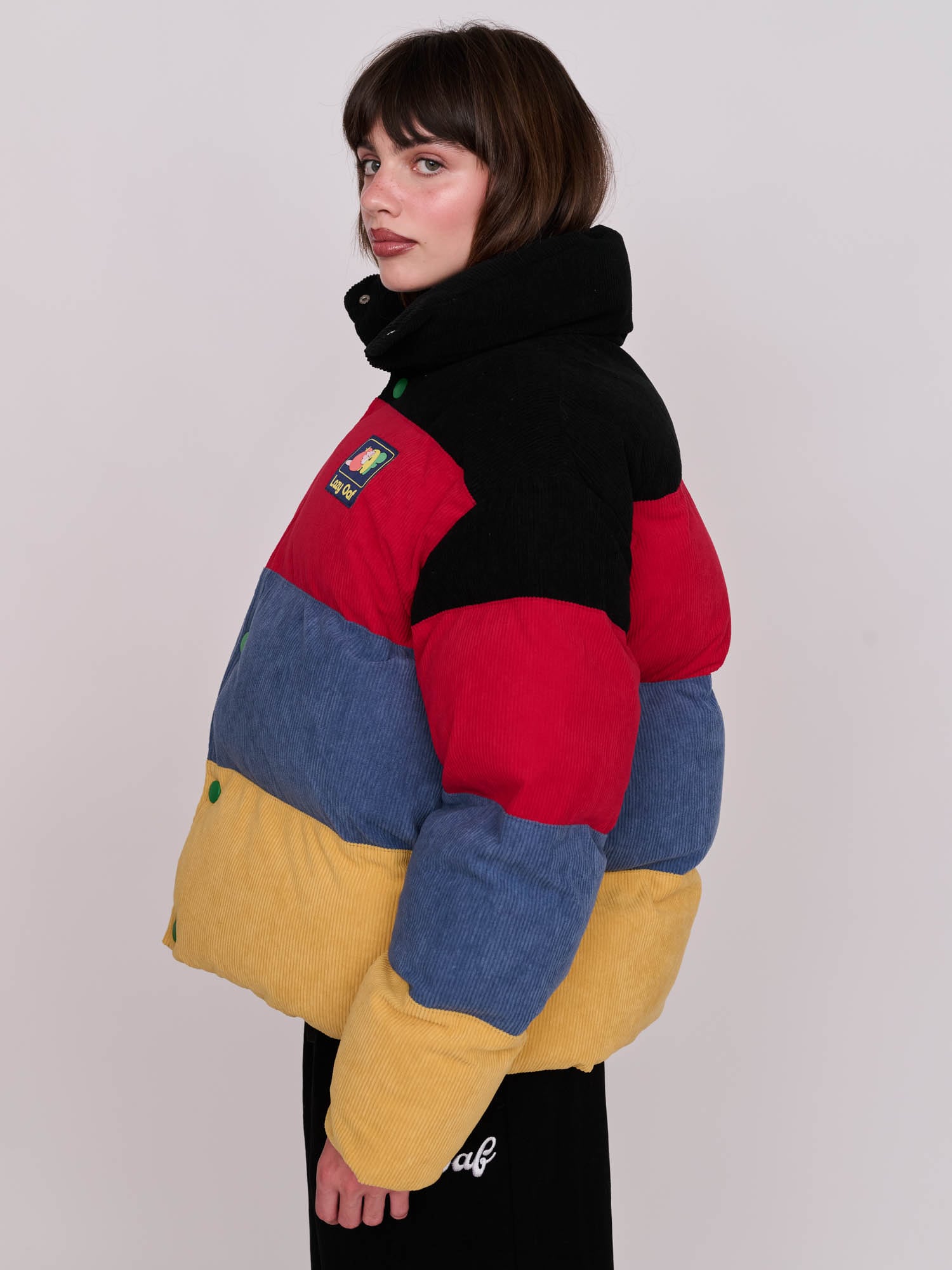 Colour Block Cord Puffer Jacket – Lazy Oaf