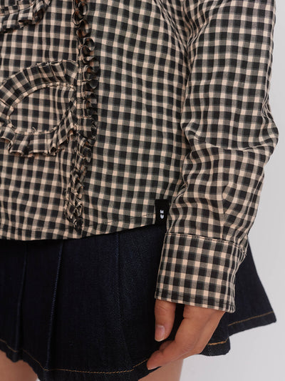 Gingham Big Flower Shirt