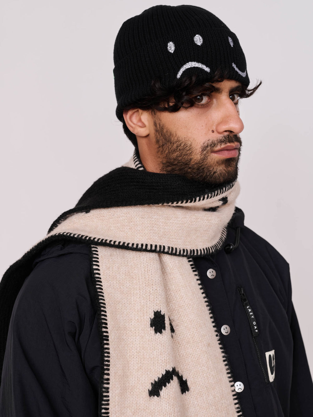 Happy Sad Knit Beanie Hat