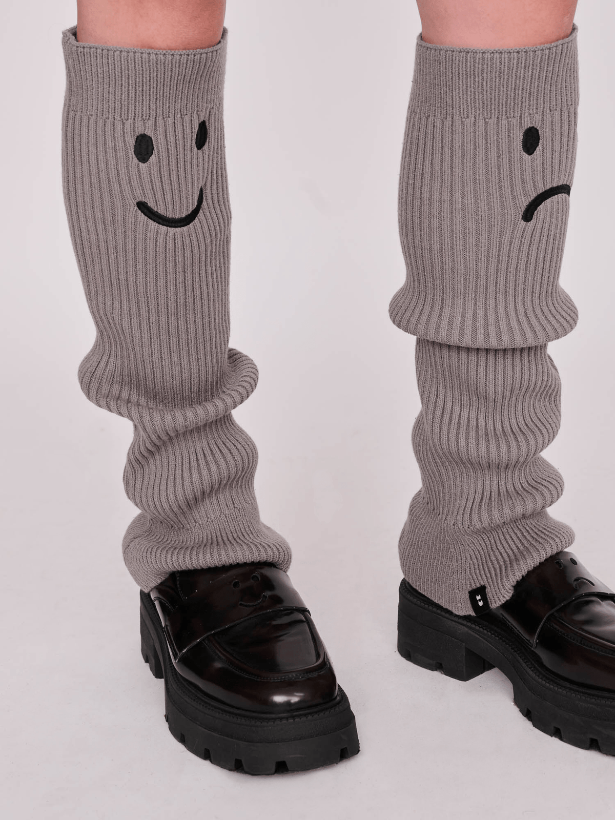 Happy Sad Grey Leg Warmers