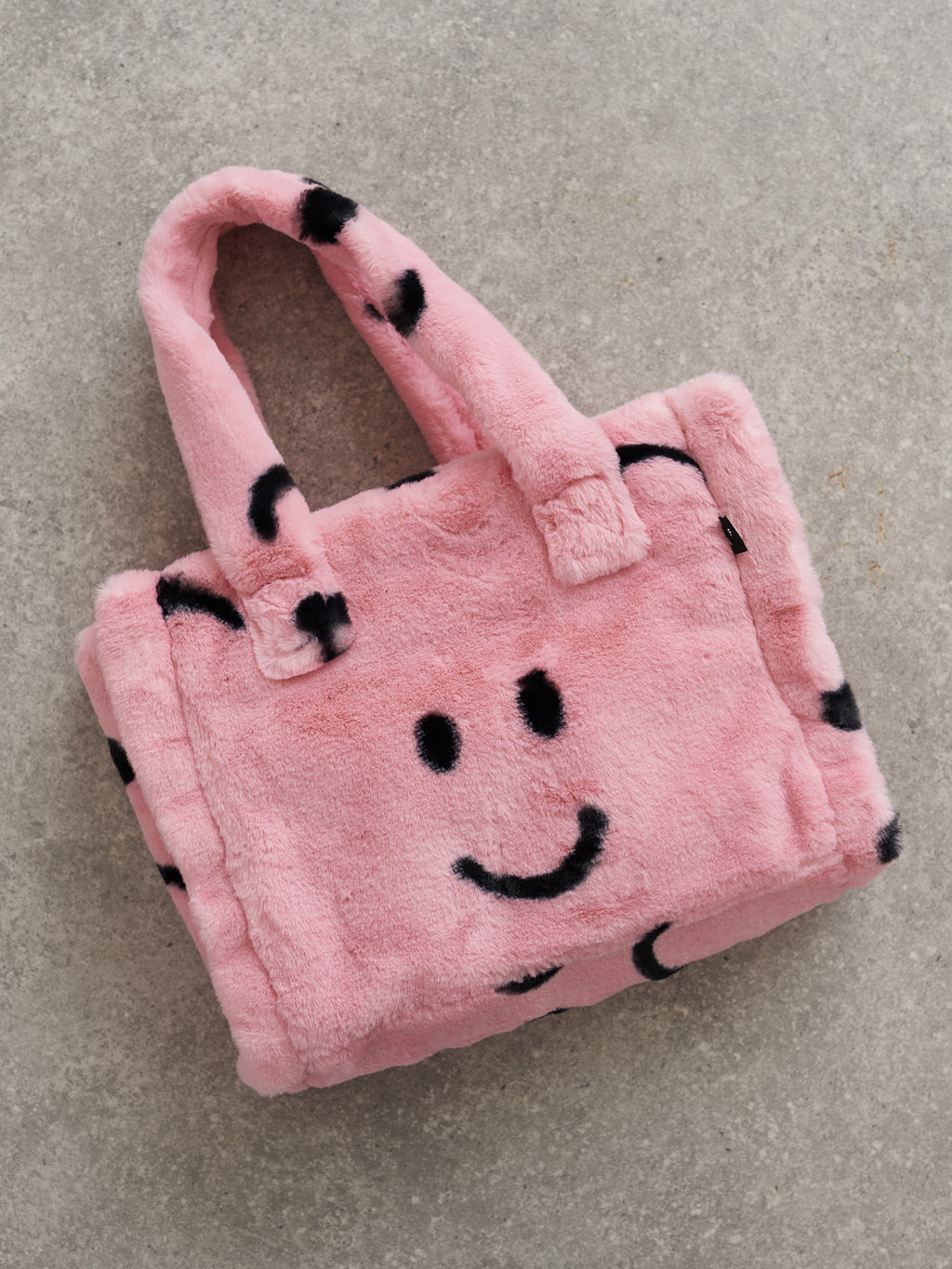 Happy Sad Faux Furry Bag