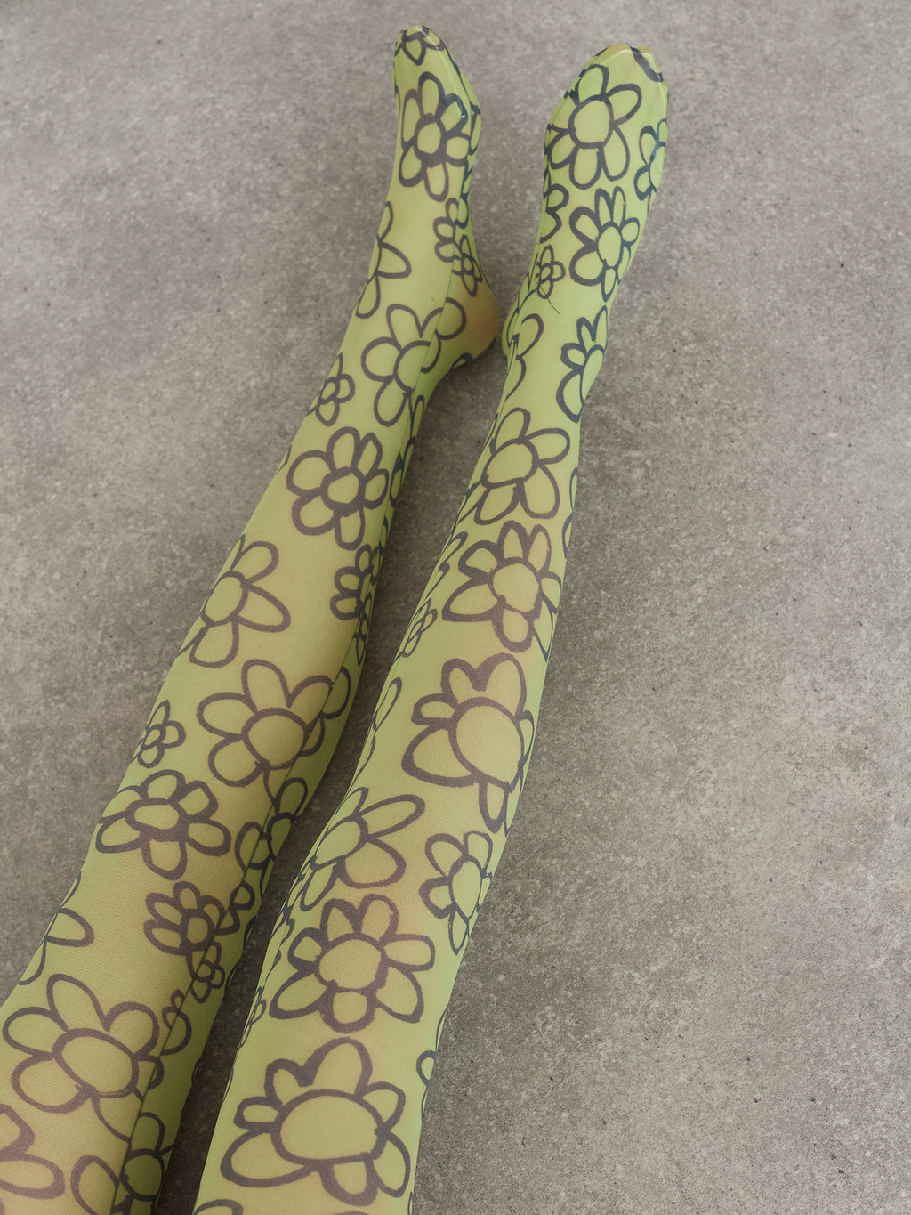 Lime Flower Scribble Tights