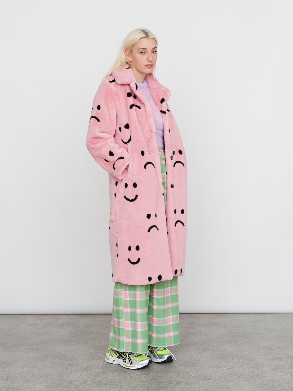 Happy Sad Faux Fur Coat