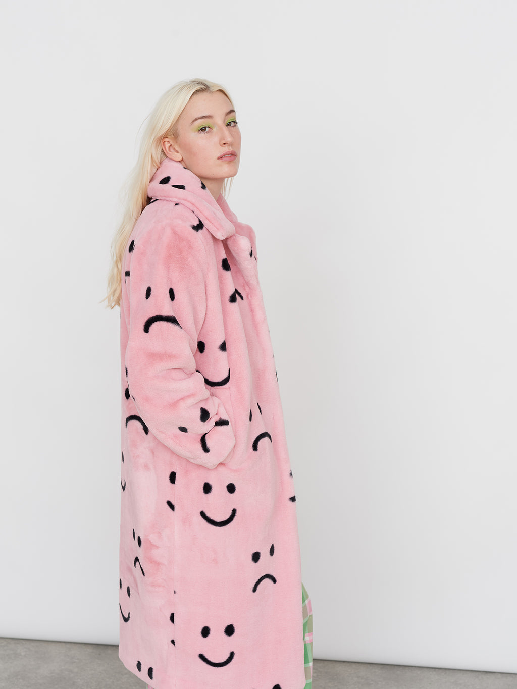 Happy Sad Faux Fur Coat