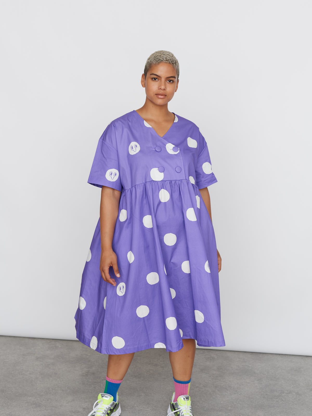 Lazy Oaf Wonky Smile Polka Dot Dress