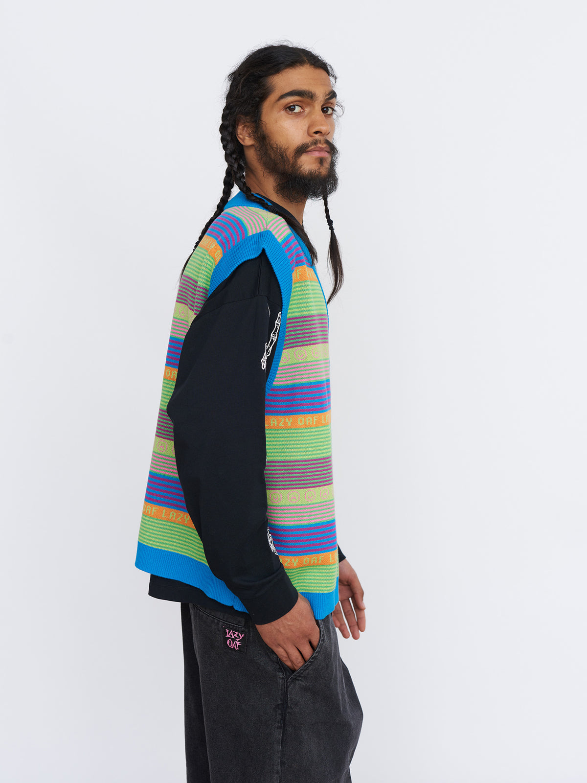 Lazy Stripe Button Up Vest
