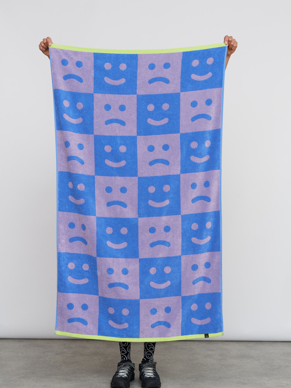 Happy Sad Checkerboard Bath Towel