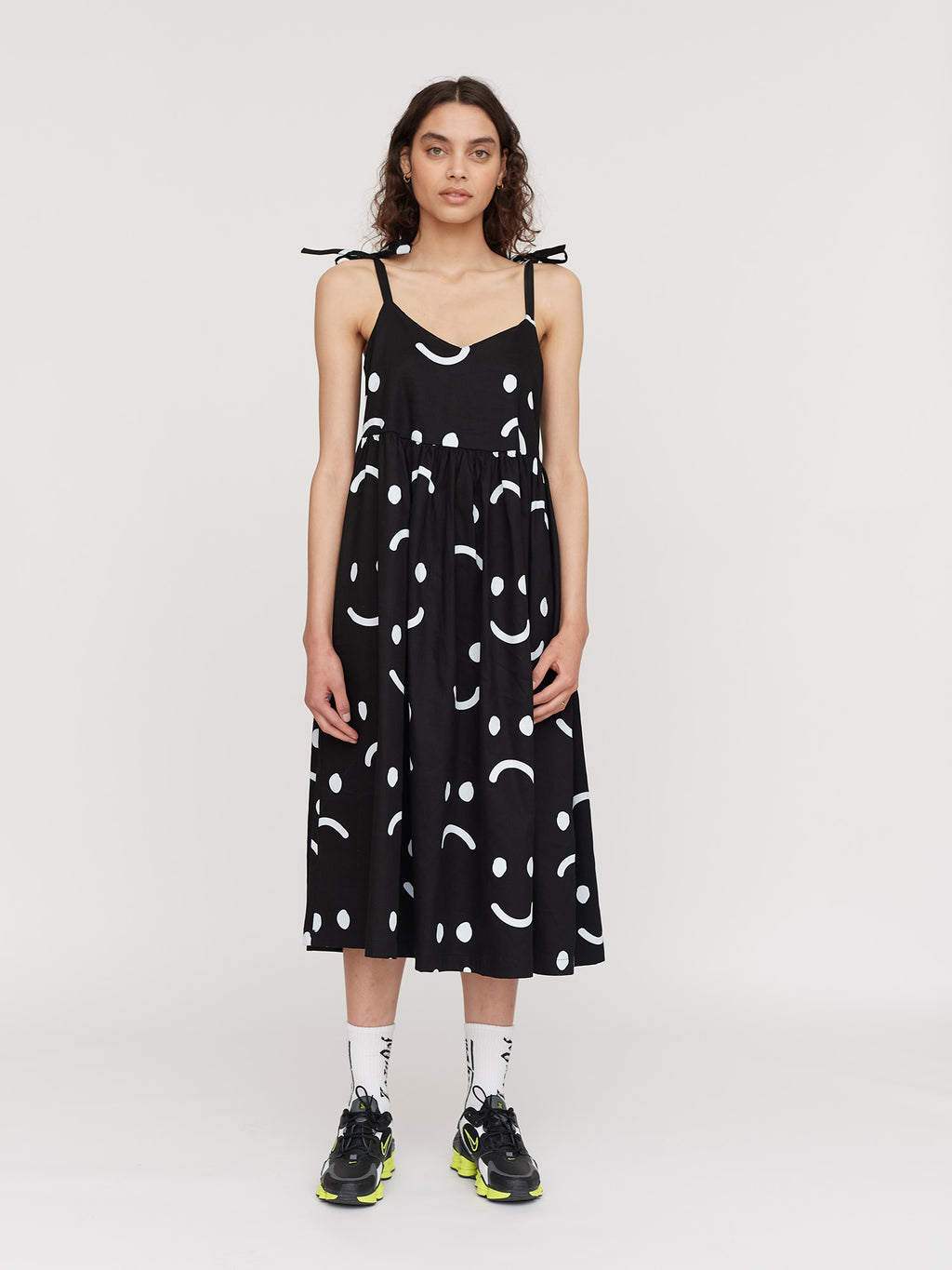 Happy Sad Black Tie Shoulder Dress - PRE-ORDER