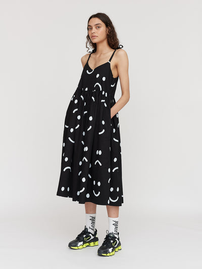 Happy Sad Black Tie Shoulder Dress - PRE-ORDER