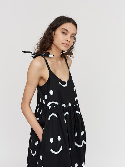 Happy Sad Black Tie Shoulder Dress - PRE-ORDER
