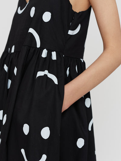 Happy Sad Black Tie Shoulder Dress - PRE-ORDER