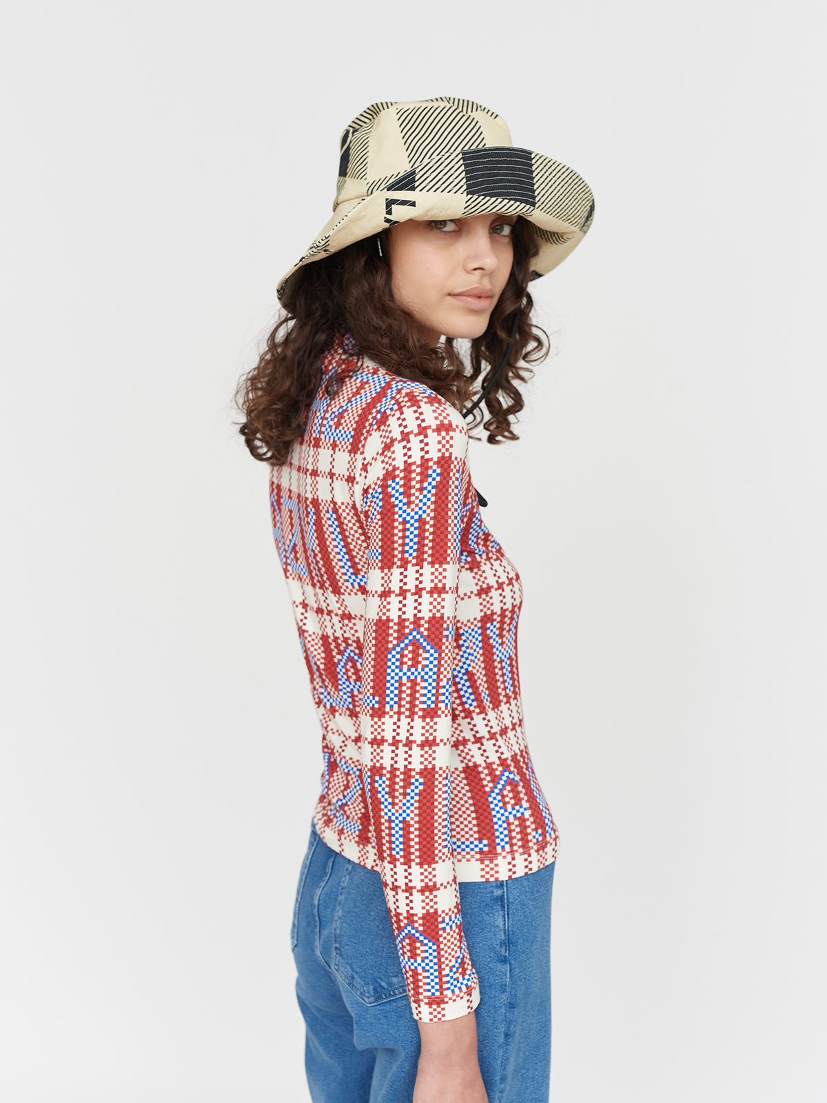 Checked Out High Neck Top