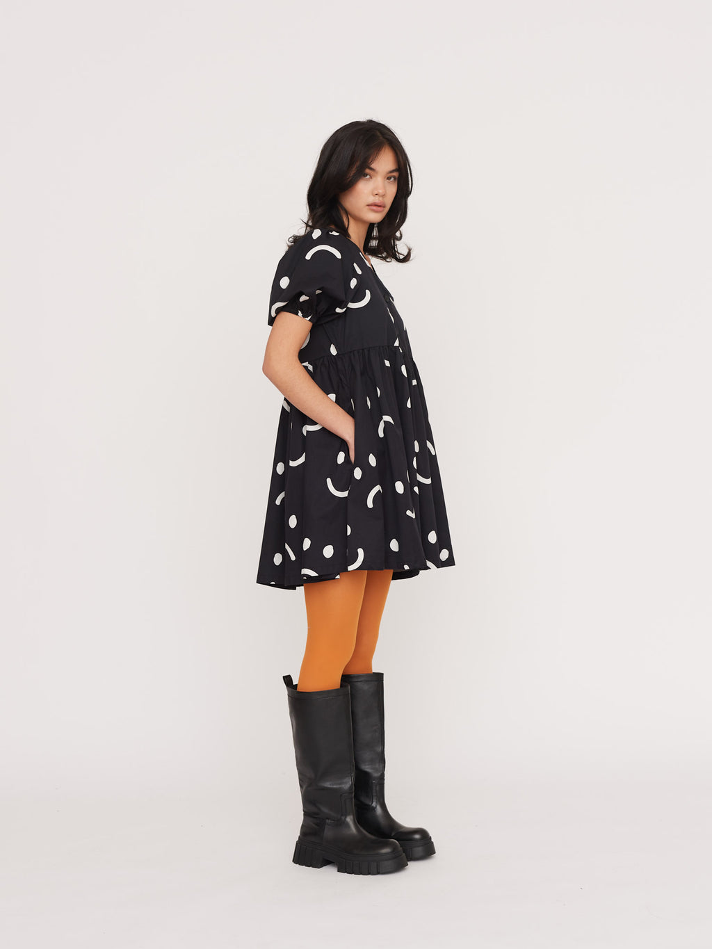 Happy Sad Black Mini Dress