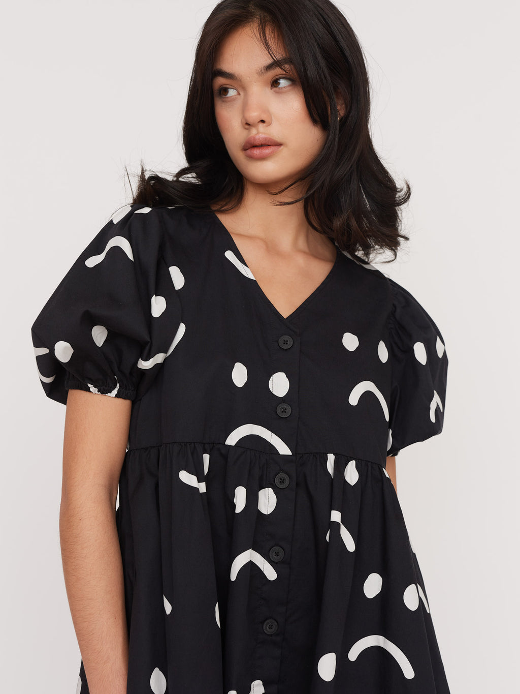 Happy Sad Black Mini Dress Happy Sad Black Mini Dress