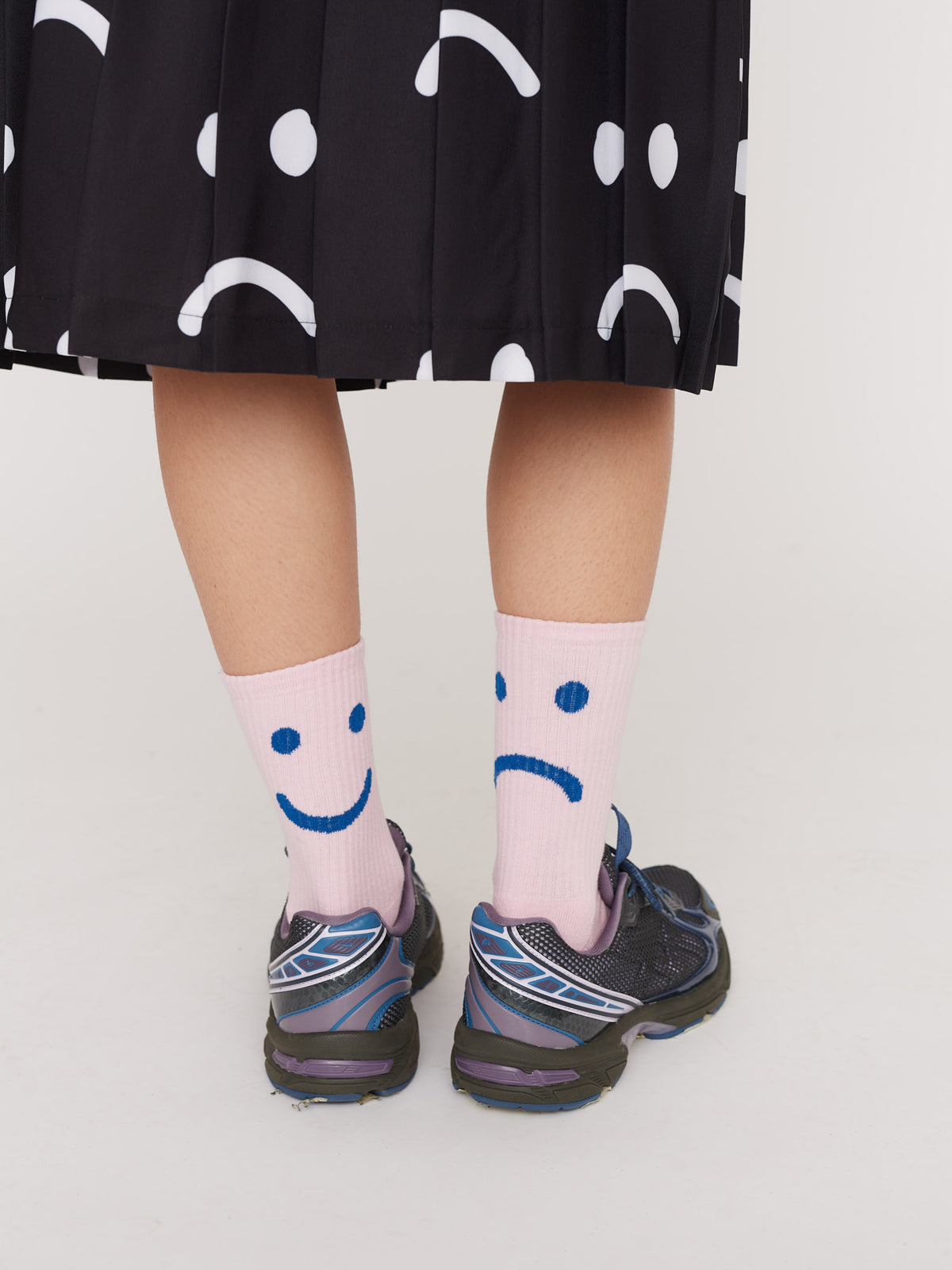 Pink And Navy Happy Sad Socks