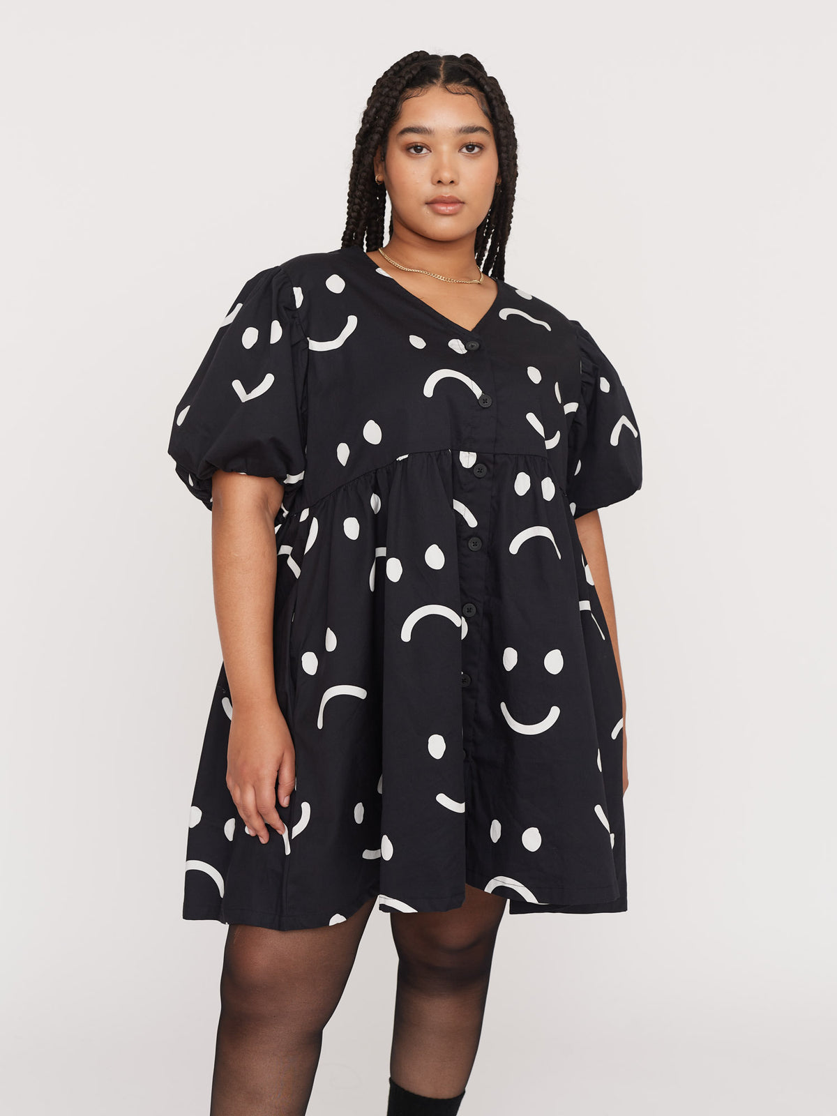 Happy Sad Black Mini Dress