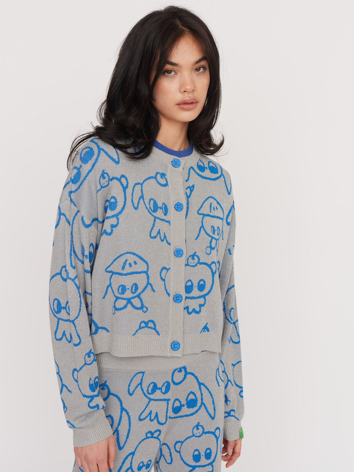 LO x Nhozagri Silver Knitted Cardigan