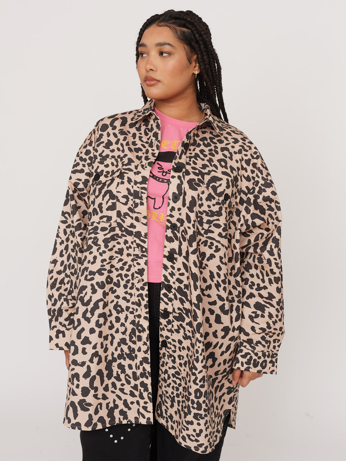 Lazy Leopard Shirt Dress