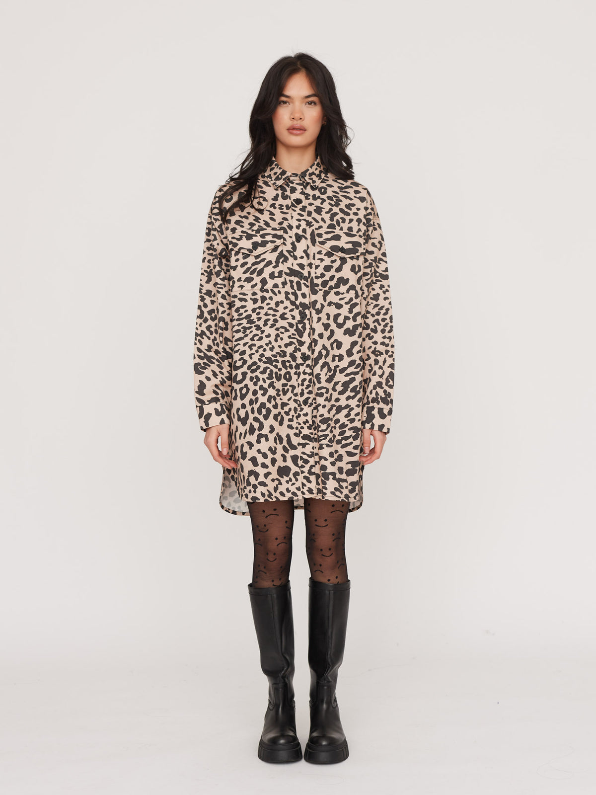 Lazy Leopard Shirt Dress