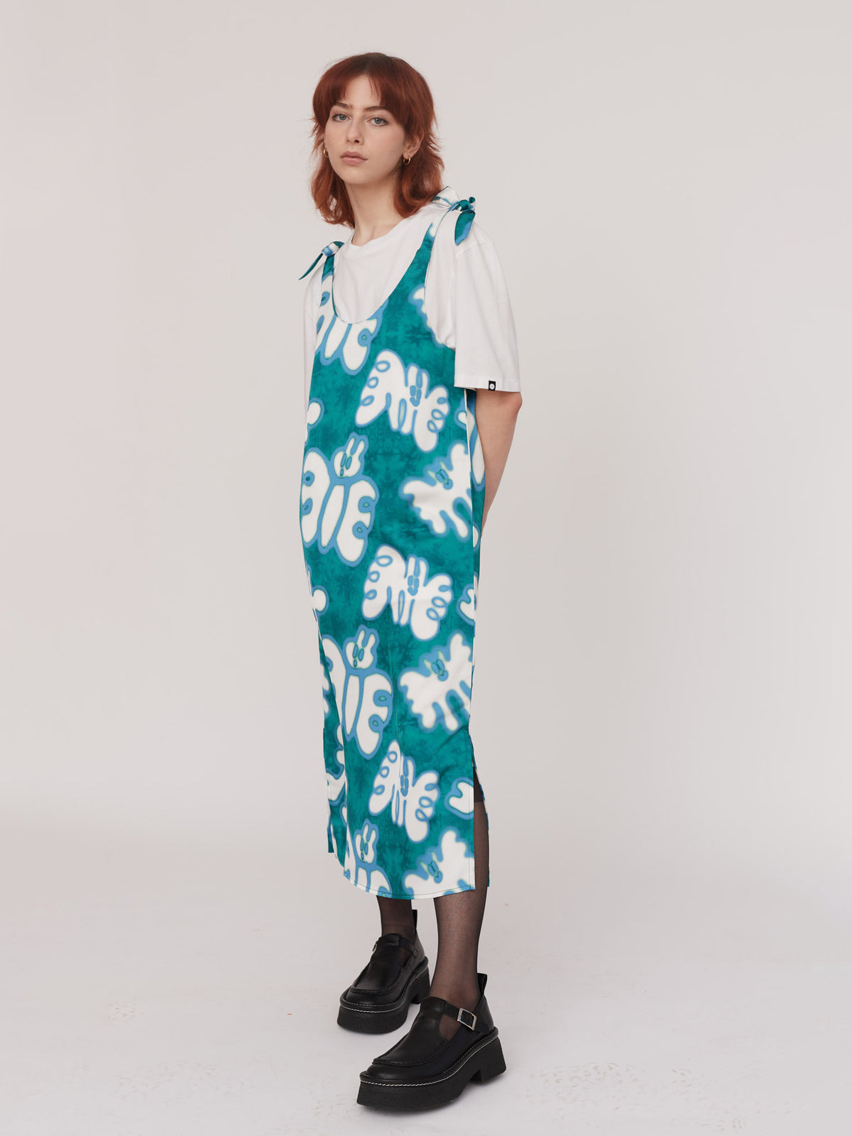 Acid Butterfly Tie Shoulder Dress