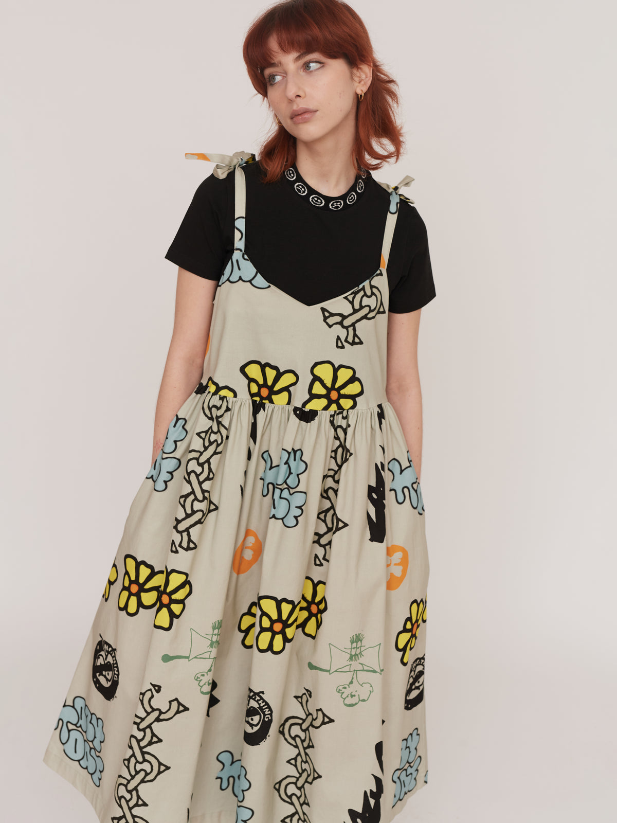 Sketchbook Tie Shoulder Dress