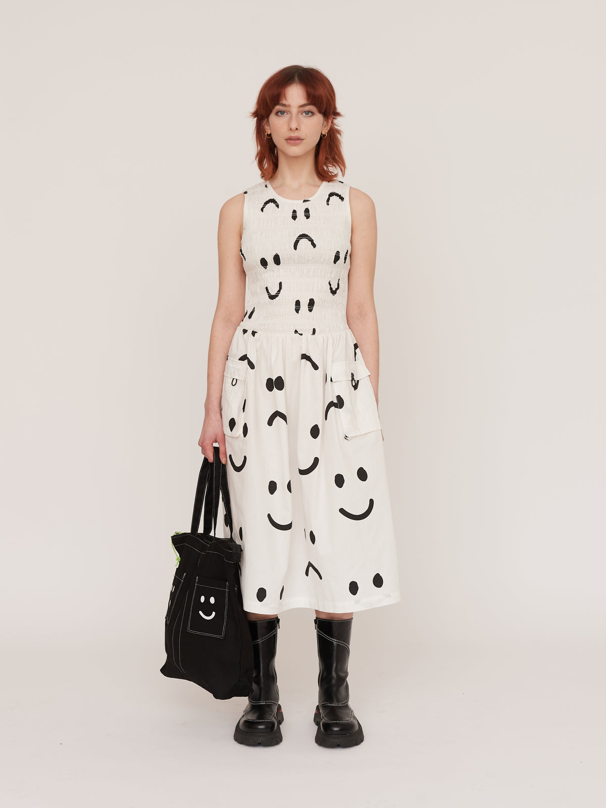 Happy Sad Shirred Dress