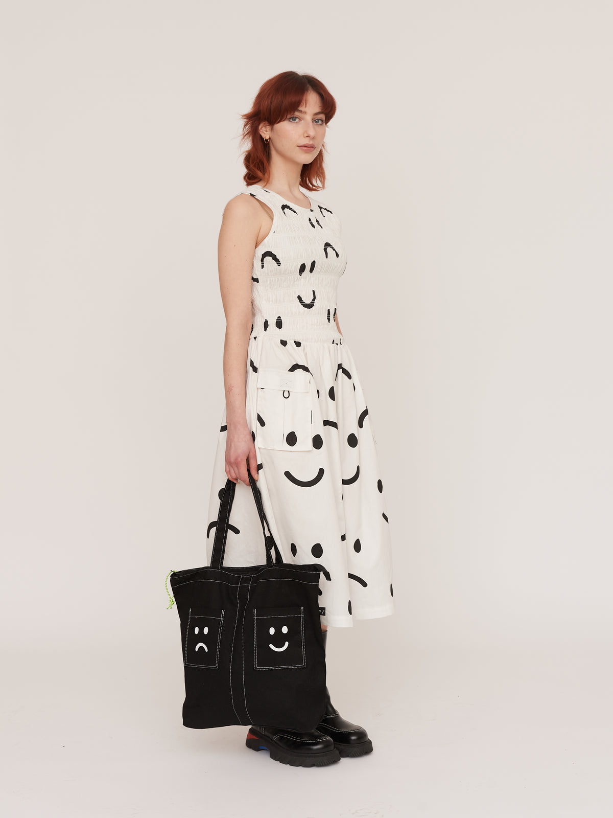Happy Sad Shirred Dress