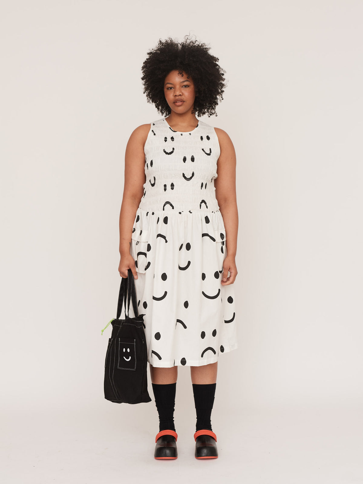 Happy Sad Shirred Dress