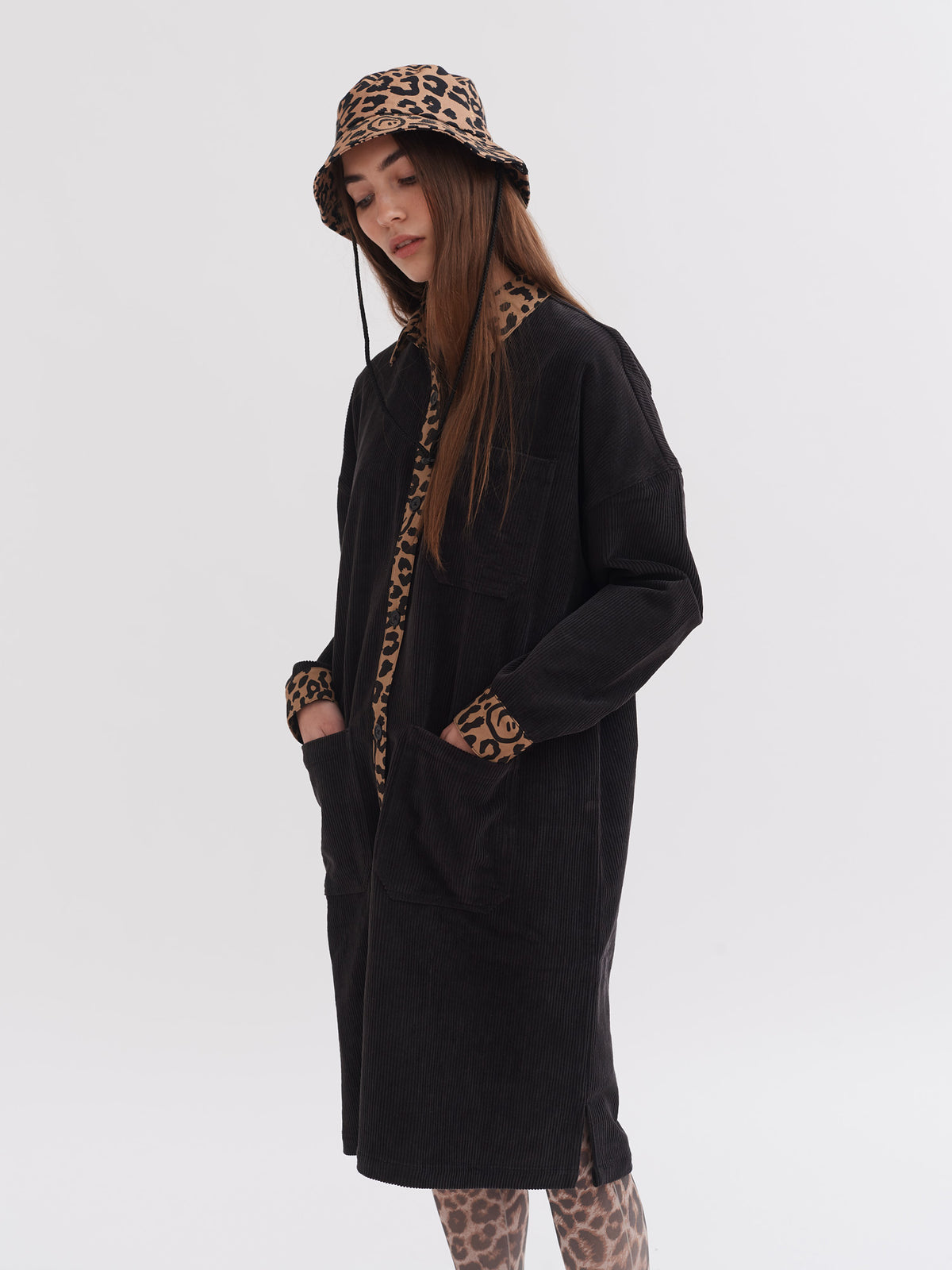 Lazy Oaf Big Cat Cord Shirt Dress