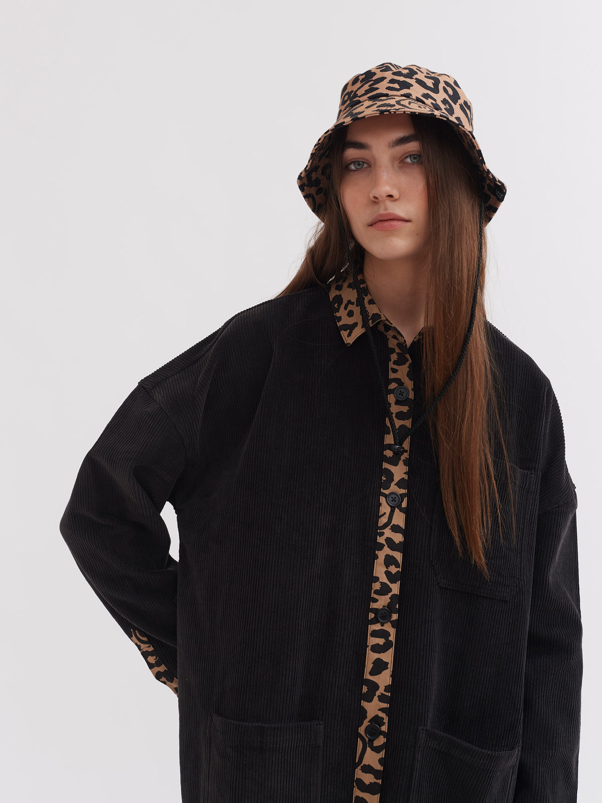 Lazy Oaf Big Cat Cord Shirt Dress