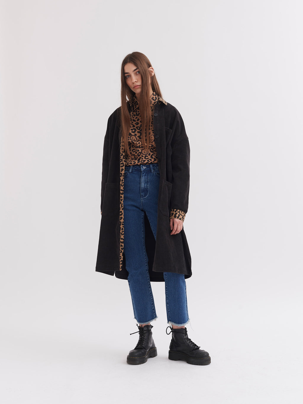 Lazy Oaf Big Cat Cord Shirt Dress