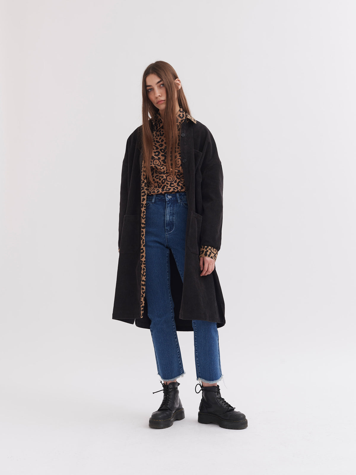 Lazy Oaf Big Cat Cord Shirt Dress