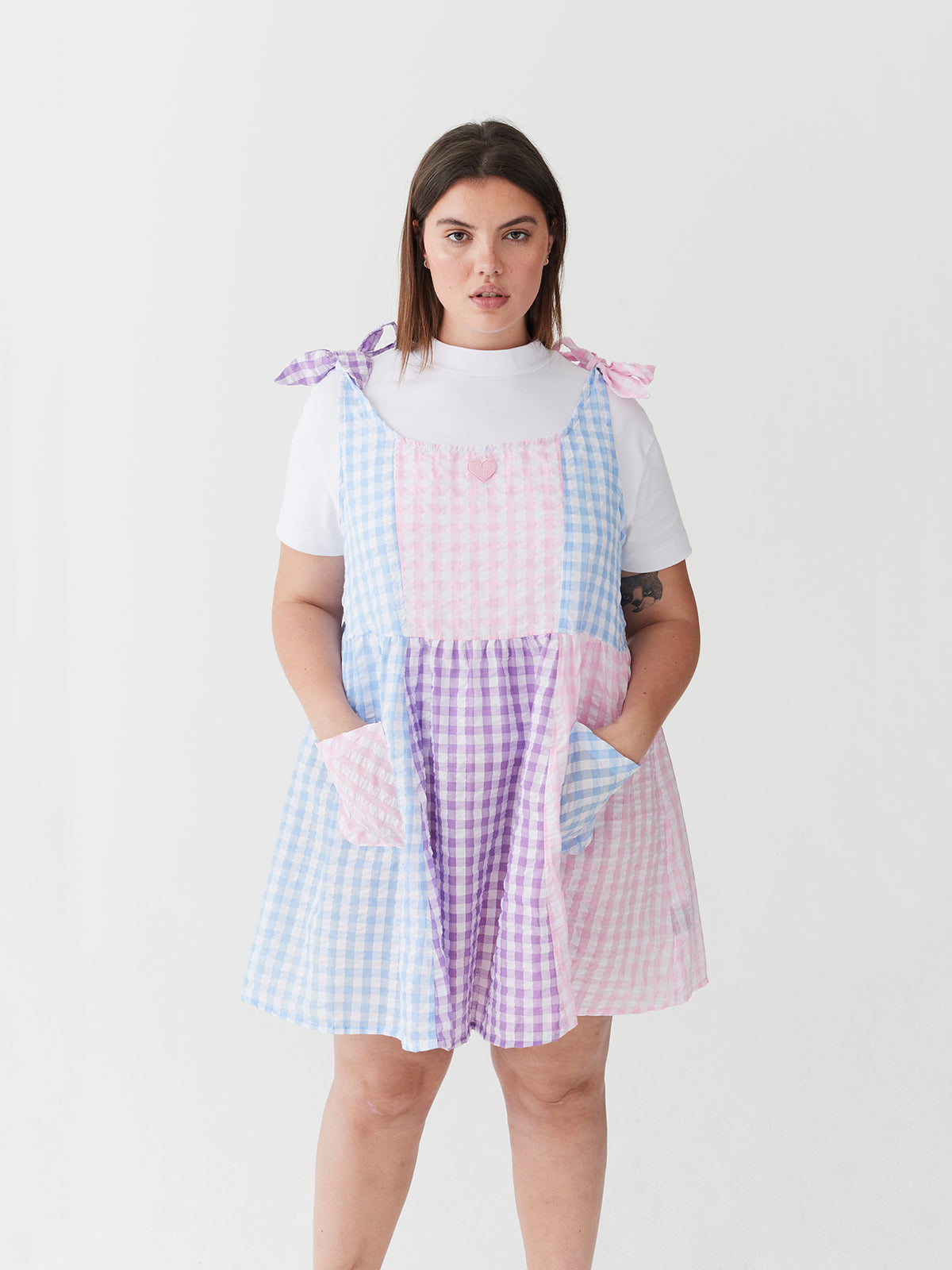 Lazy Oaf Gingham Panel Tie Dress