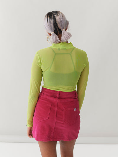 LO Button Through Skirt - Pink Cord